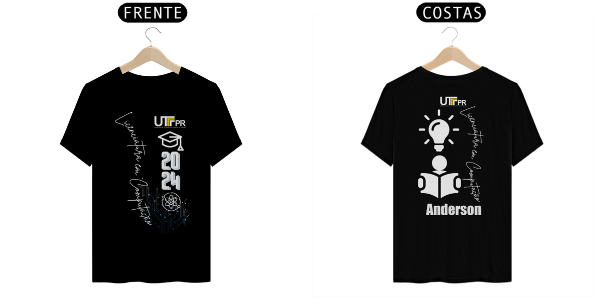 Nome do produto: Camiseta [licenciatura em computação - UTFPR] {preto} - frente e verso - Anderson