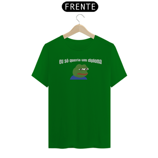 Nome do produtoCamiseta [outros] {cores diversas} - frente - eu só quero um diploma meme sapo