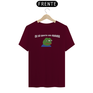 Nome do produtoCamiseta [outros] {cores diversas} - frente - eu só quero um diploma meme sapo