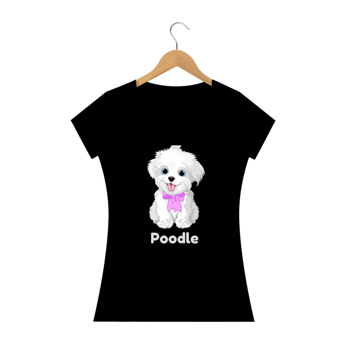 Nome do produto: Poodle Branco / T-shirt Woman Poodle White