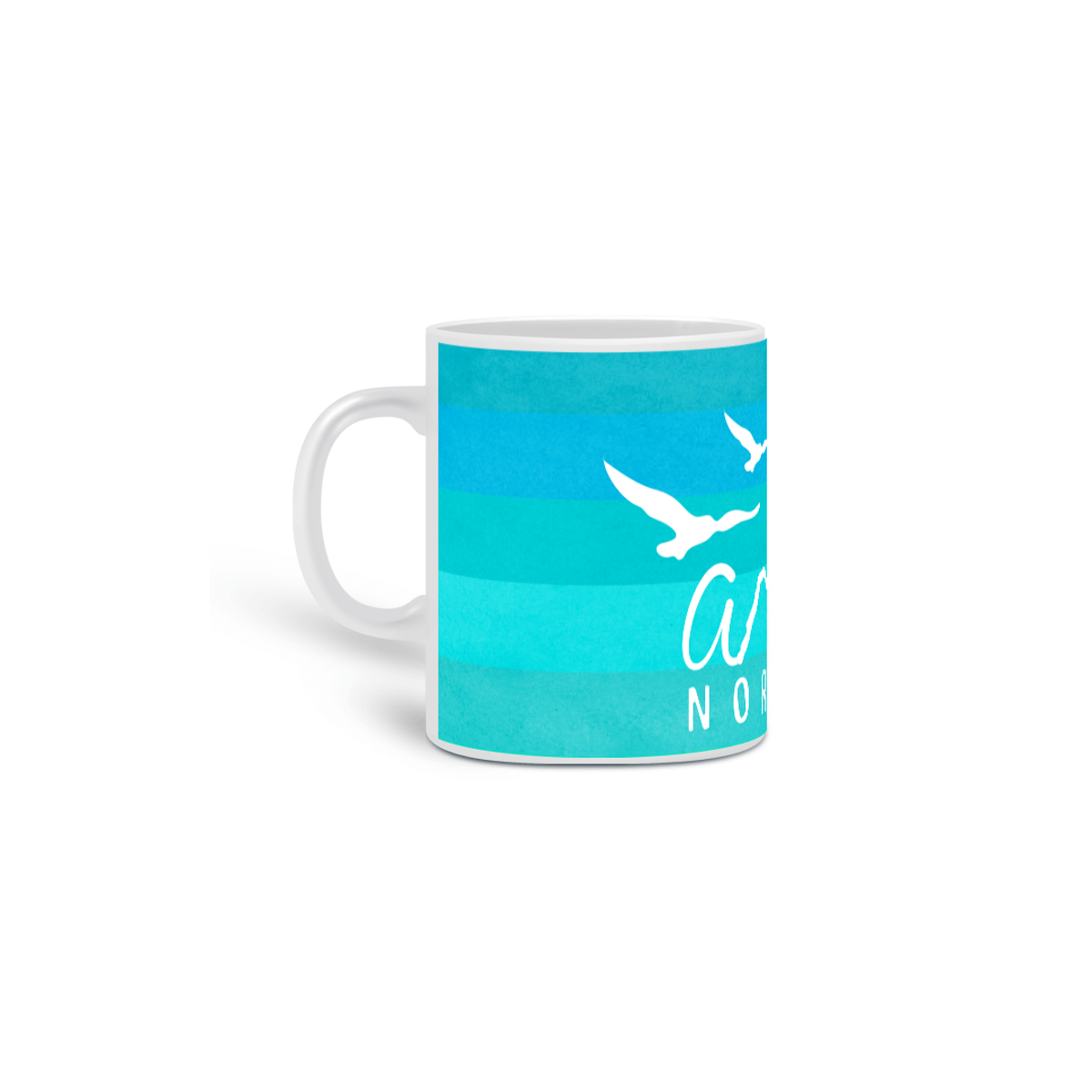 Nome do produto: Caneca de Porcelana - Listras Degradê Azul