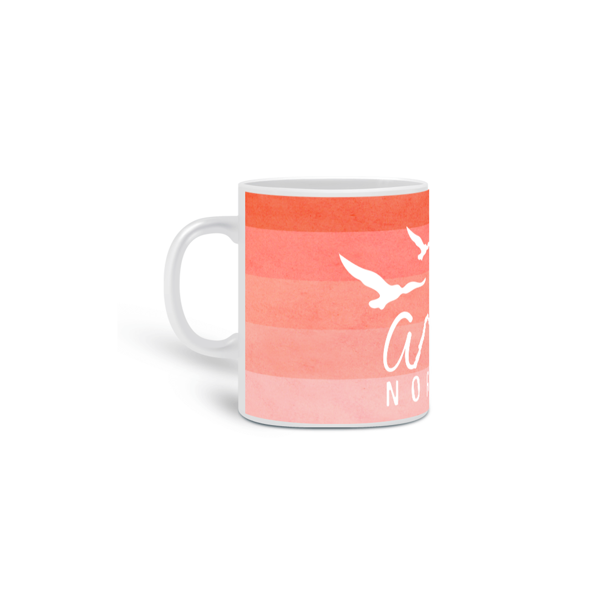 Nome do produto: Caneca de Porcelana - Listras Degradê Rosa