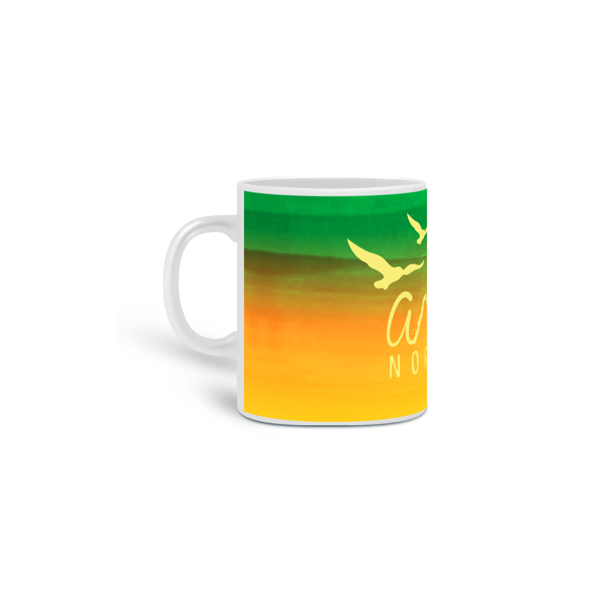 Nome do produto: Caneca de Porcelana - Verde e Amarelo