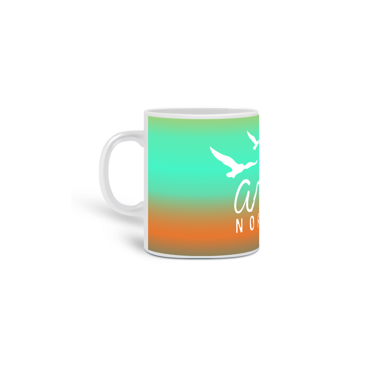 Nome do produto: Caneca de Porcelana - Verde e Laranja