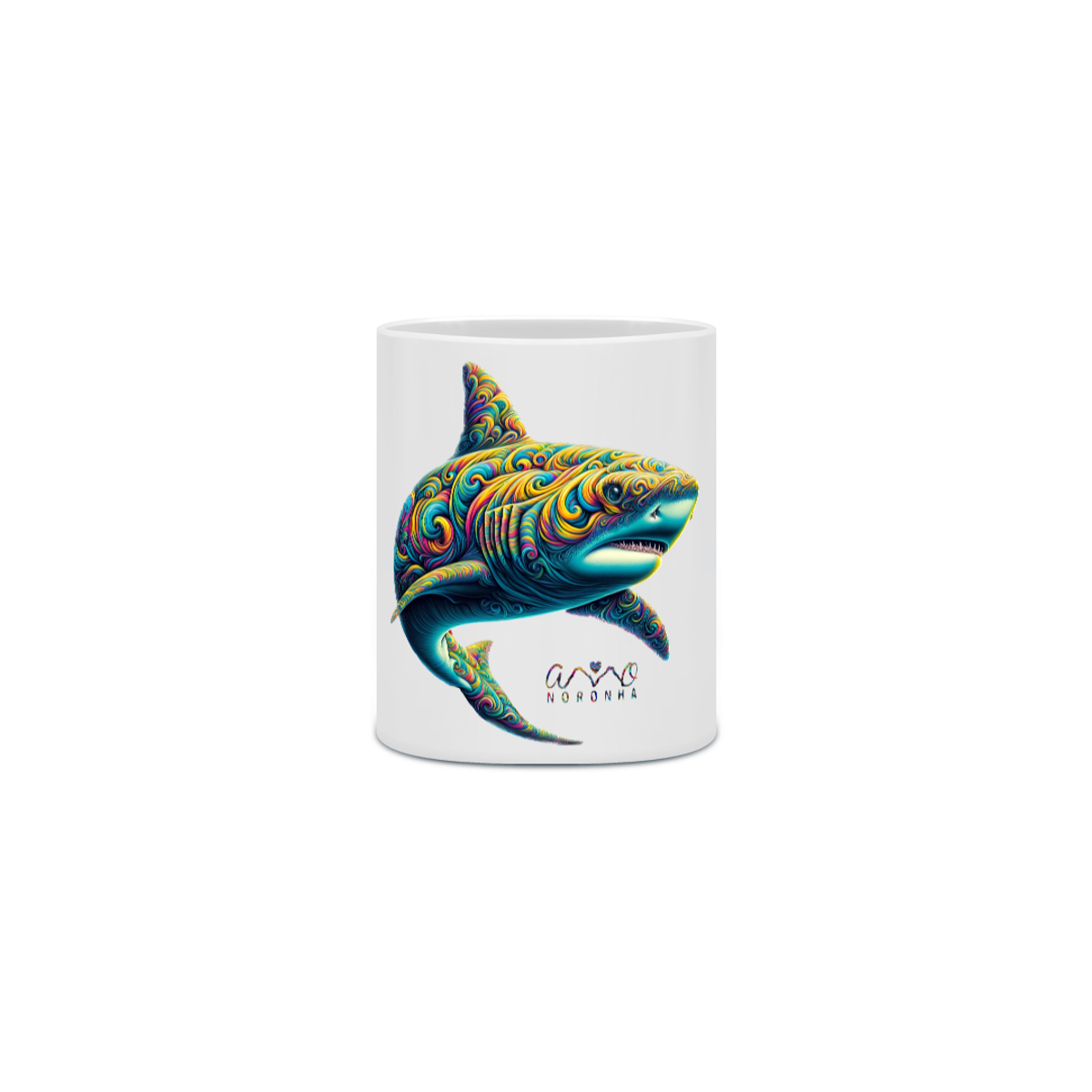 Nome do produto: Caneca de Porcelana Tubarão Colors