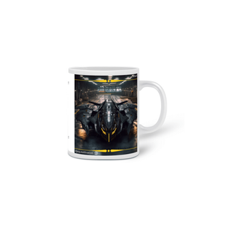 Nome do produtoCaneca Universos Paralelos: Batmóvel e Batwing Cyberpunk