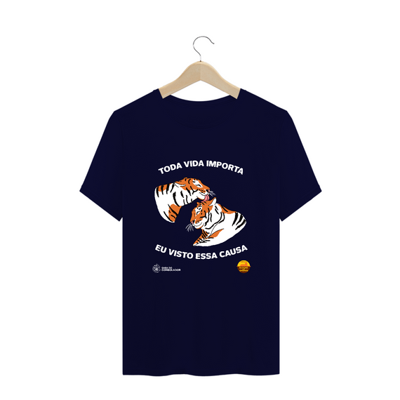 T - Shirt Plus Size Tigres carinho - Toda vida importa (azul marinho)
