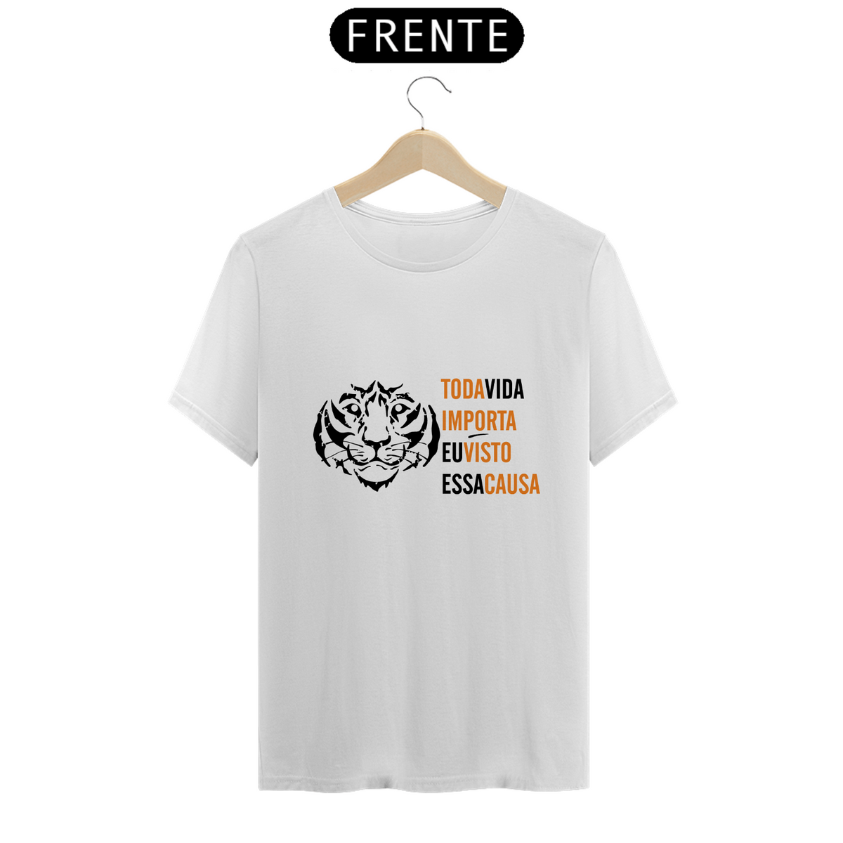 Nome do produto: Tigre contorno - Toda vida importa (camiseta branca)