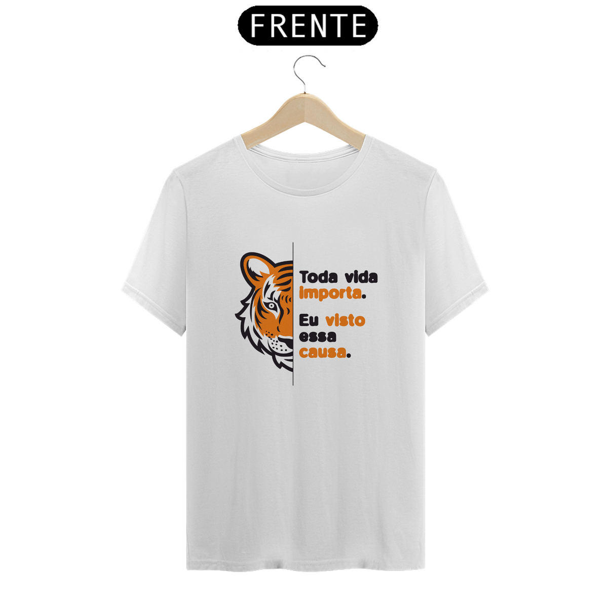 Nome do produto: Rosto lateral Tigre - Toda vida importa (camiseta branca)