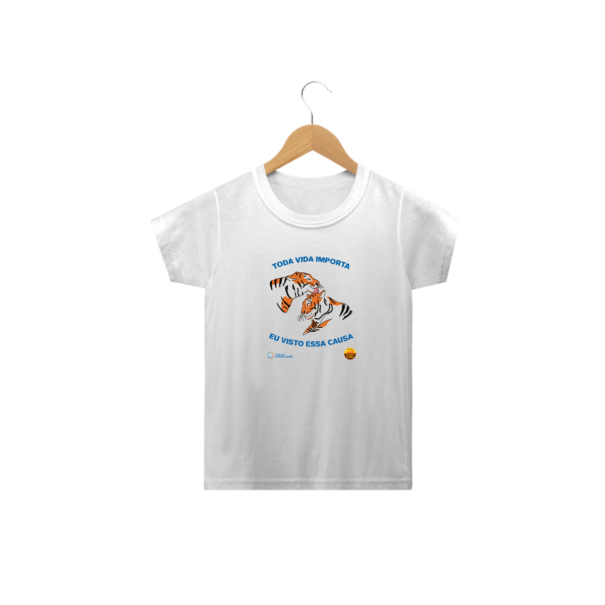 Nome do produto: Irmãos Tigres carinho - KIDS (camiseta branca)