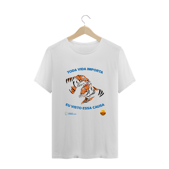 T - Shirt Plus Size - Tigres carinho - Toda vida importa (branca)