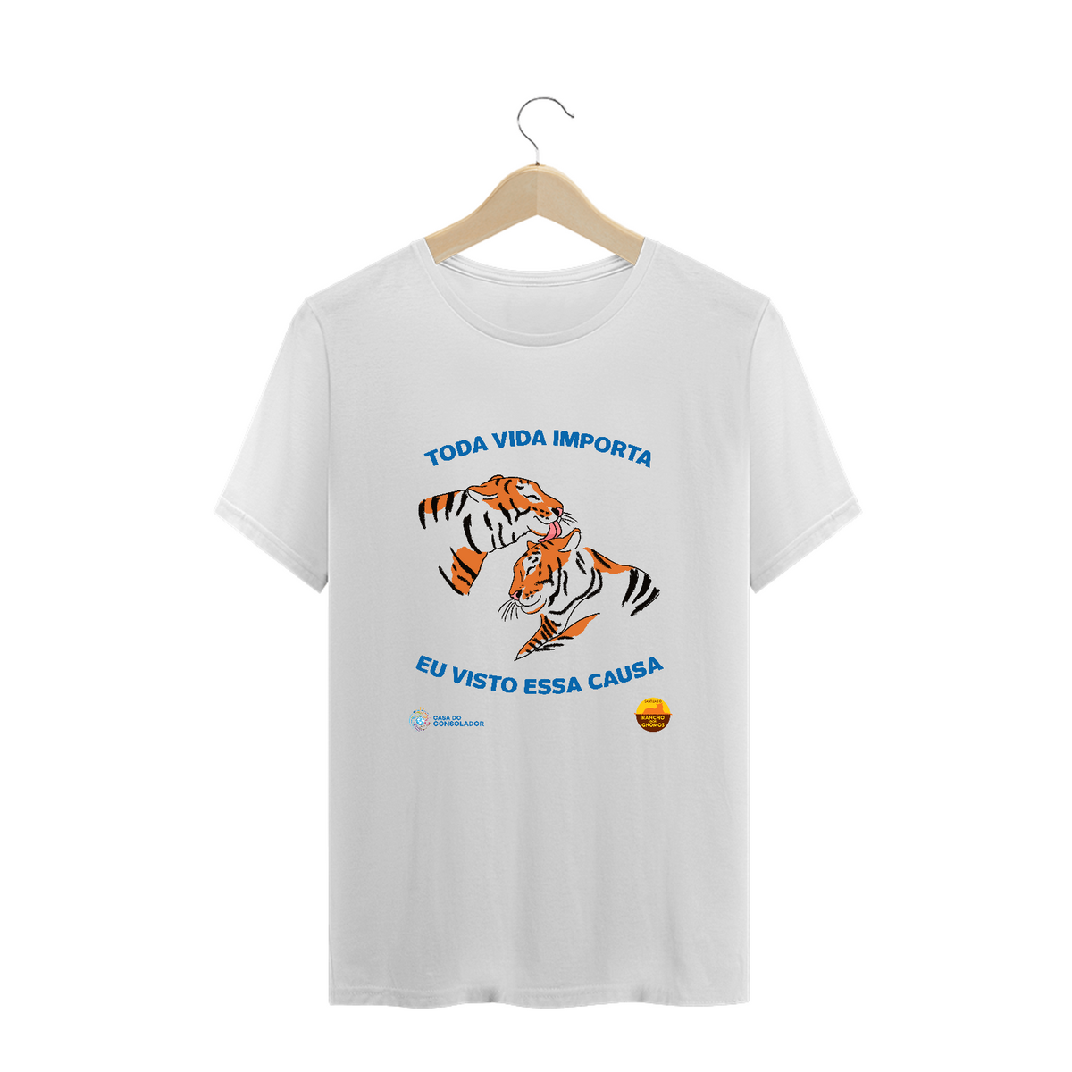 Nome do produto: T - Shirt Plus Size - Tigres carinho - Toda vida importa (branca)