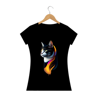 Camiseta baby look - Gato