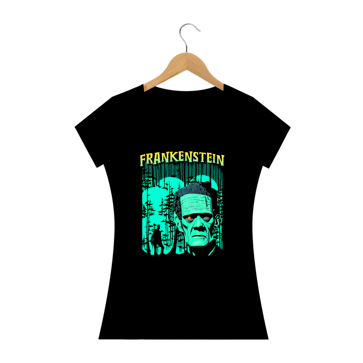 Nome do produto: Camiseta Feminina Baby Long Frankenstein 100% Algodão