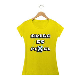 Nome do produtoT-shirt - baby look - Amiga do pixel choque