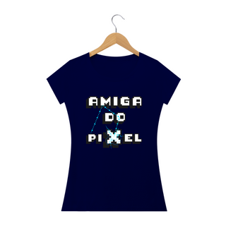 Nome do produtoT-shirt - baby look - Amiga do pixel choque