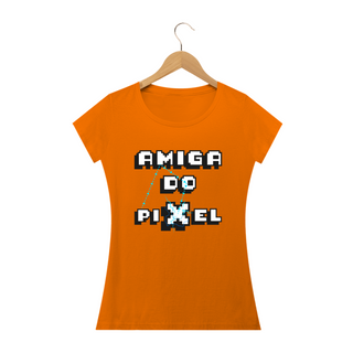 Nome do produtoT-shirt - baby look - Amiga do pixel choque