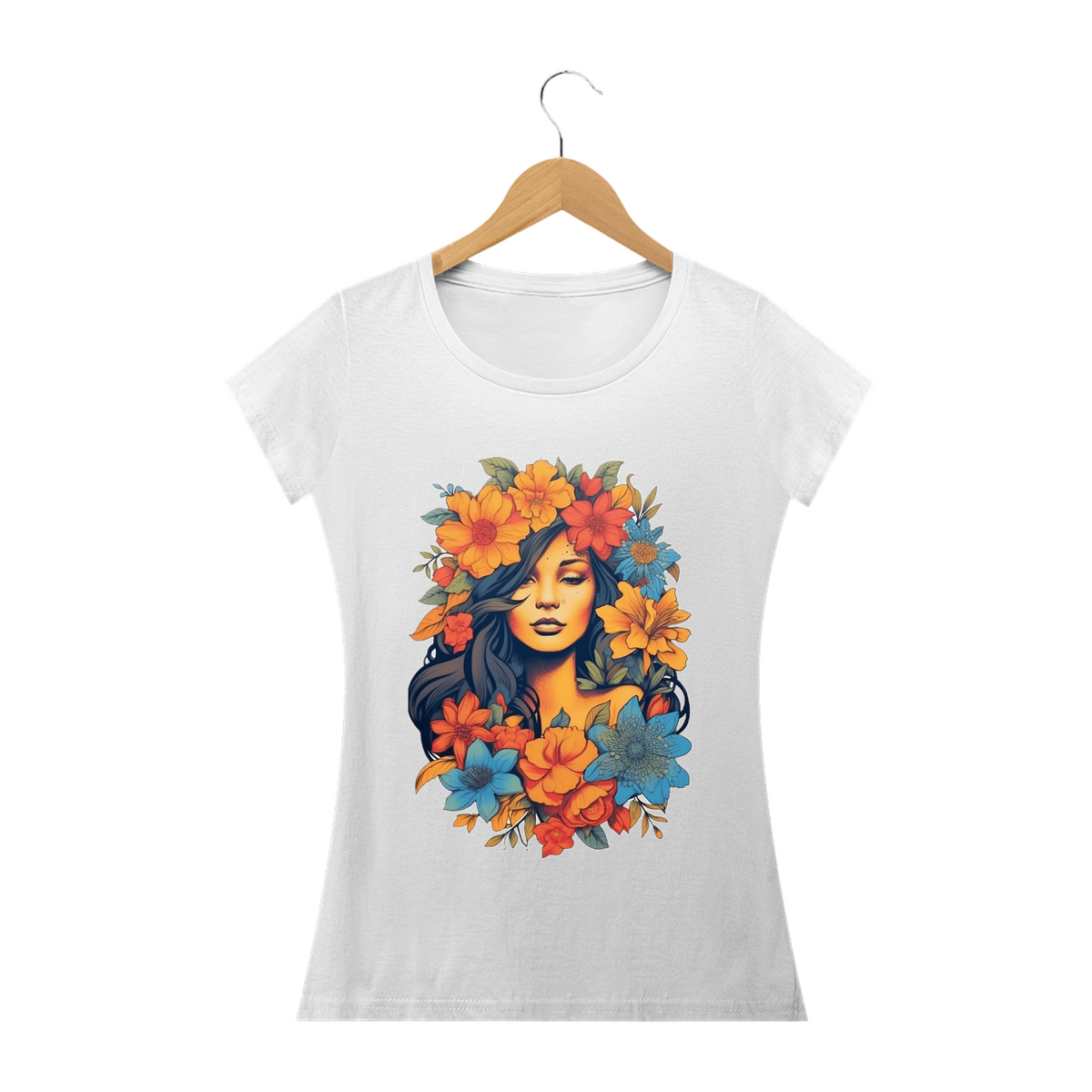 Nome do produto: Camiseta Feminina Abstrato Floral Expressivo - Design Contemporâneo