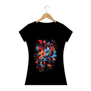 Camiseta Feminina Floral Abstrato Expressivo - Design Contemporâneo