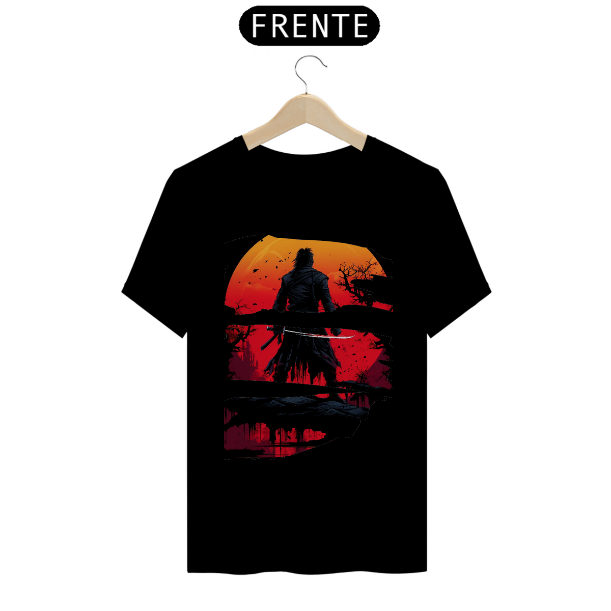 Nome do produto: Camiseta Masculina Sombra de um Samurai Ensanguentado: A Fusão