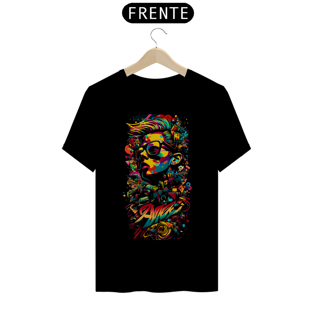 Nome do produto: Camiseta Grafite - preta e azul