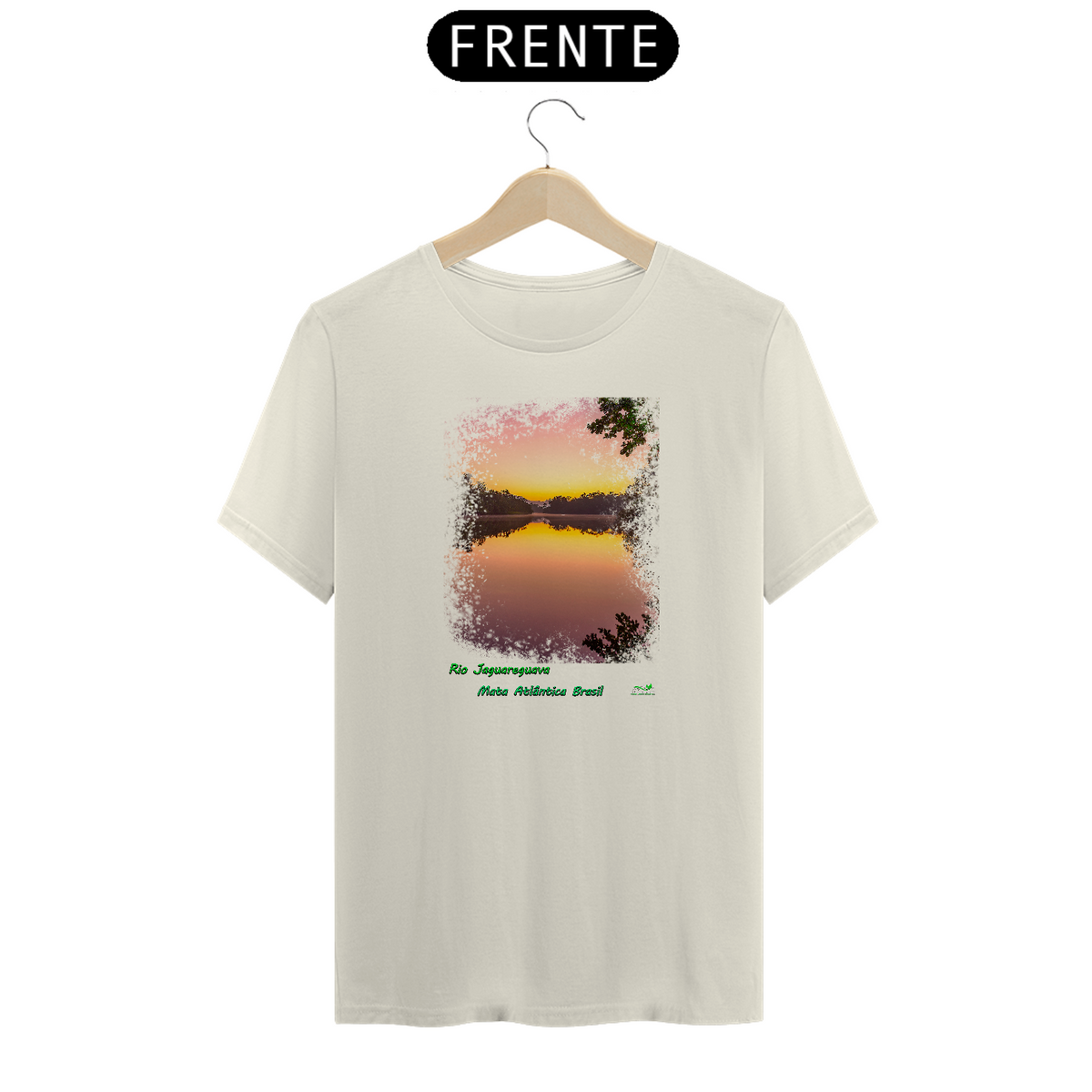 Nome do produto: Camiseta em algodão peruano - PIMA- masculina – Coleção mata atlântica - rio Jaguareguava 