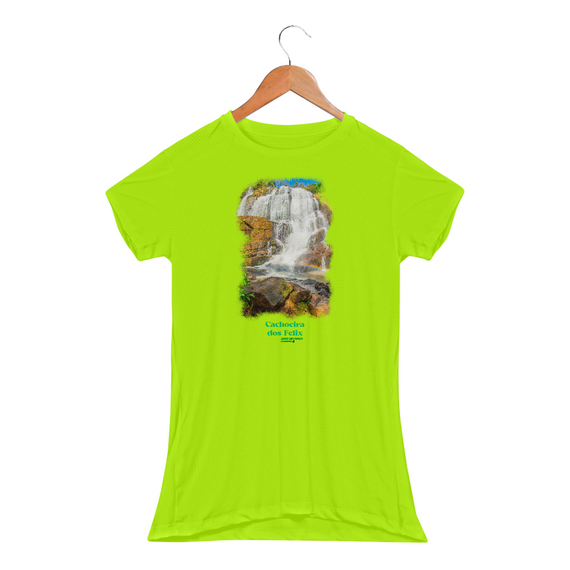  Cachoeira dos Felix - Camiseta Baby Long Sport Dry Fit UV feminina