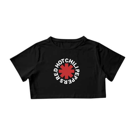 Camiseta Cropped Red Hot Chili Peppers - Logo Preta