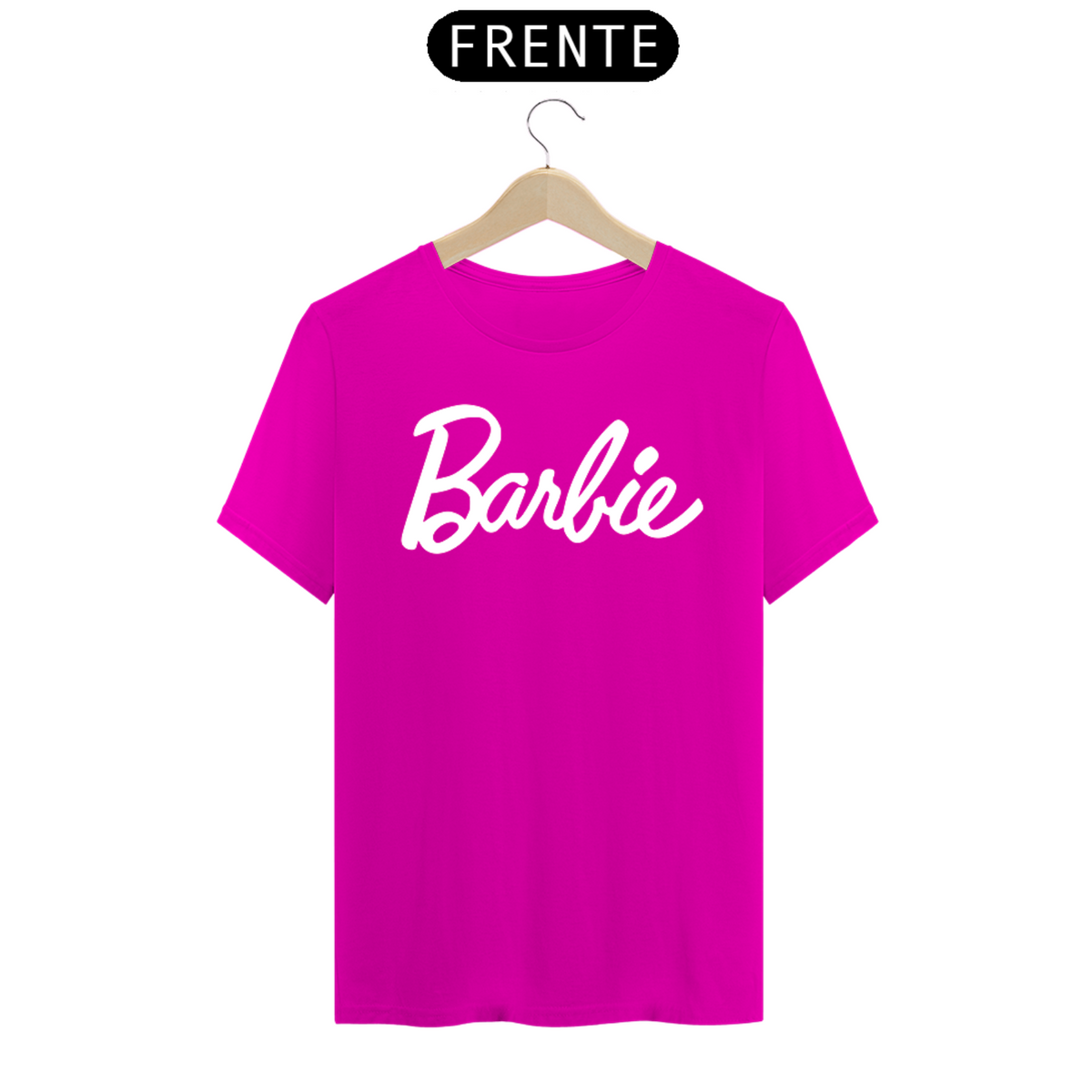 Nome do produto: Camiseta Barbie escrita branca