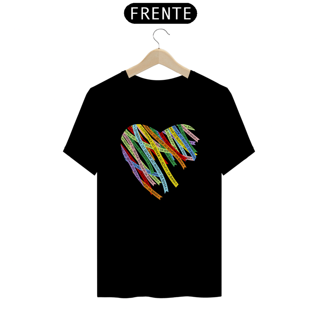 Nome do produto: T-Shirt Quality Art 2 Fita do Senhor do Bonfim Coração