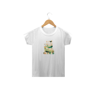 Camiseta Infantil Gatinho Crochê II