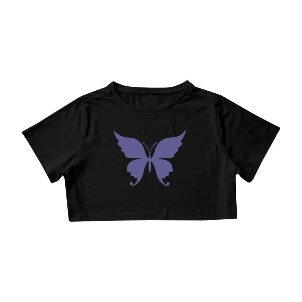 Nome do produto: Cropped preto e branco de borboleta