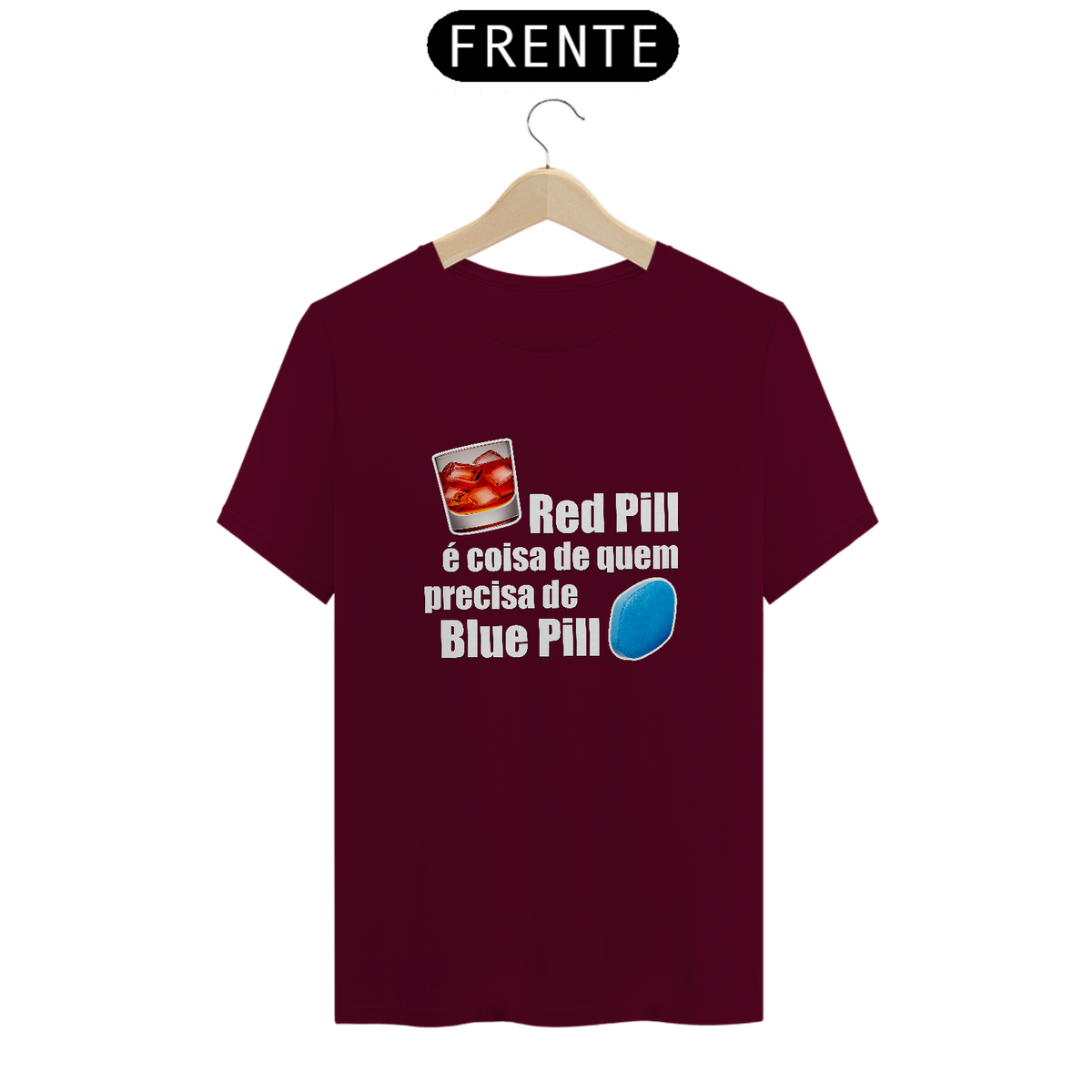Nome do produto: Camiseta Red Pill/Blue Pill - Letra branca
