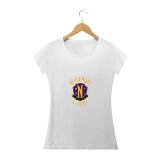 Camiseta Wandinha | Baby Look | Nevermore Academy Logo