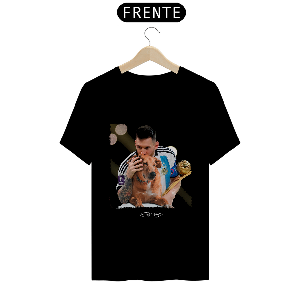 Nome do produto: Camiseta Leo Messi Beijando Cachorro