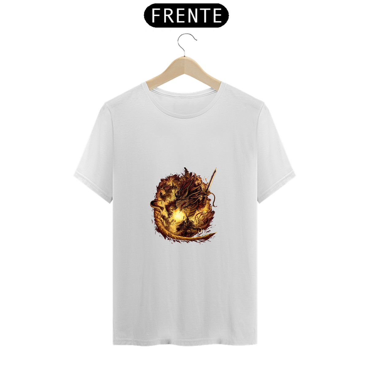Nome do produto: Camiseta Unissex Dragão Dourado Dungeons & Dragons d&d Algodão 100