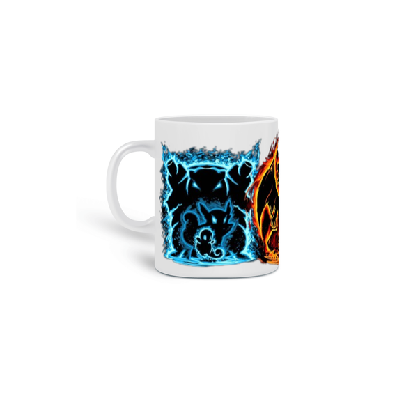 Caneca Porcelanato Personalizada Anime Pokémon Blastoise, Charizard e Venasur