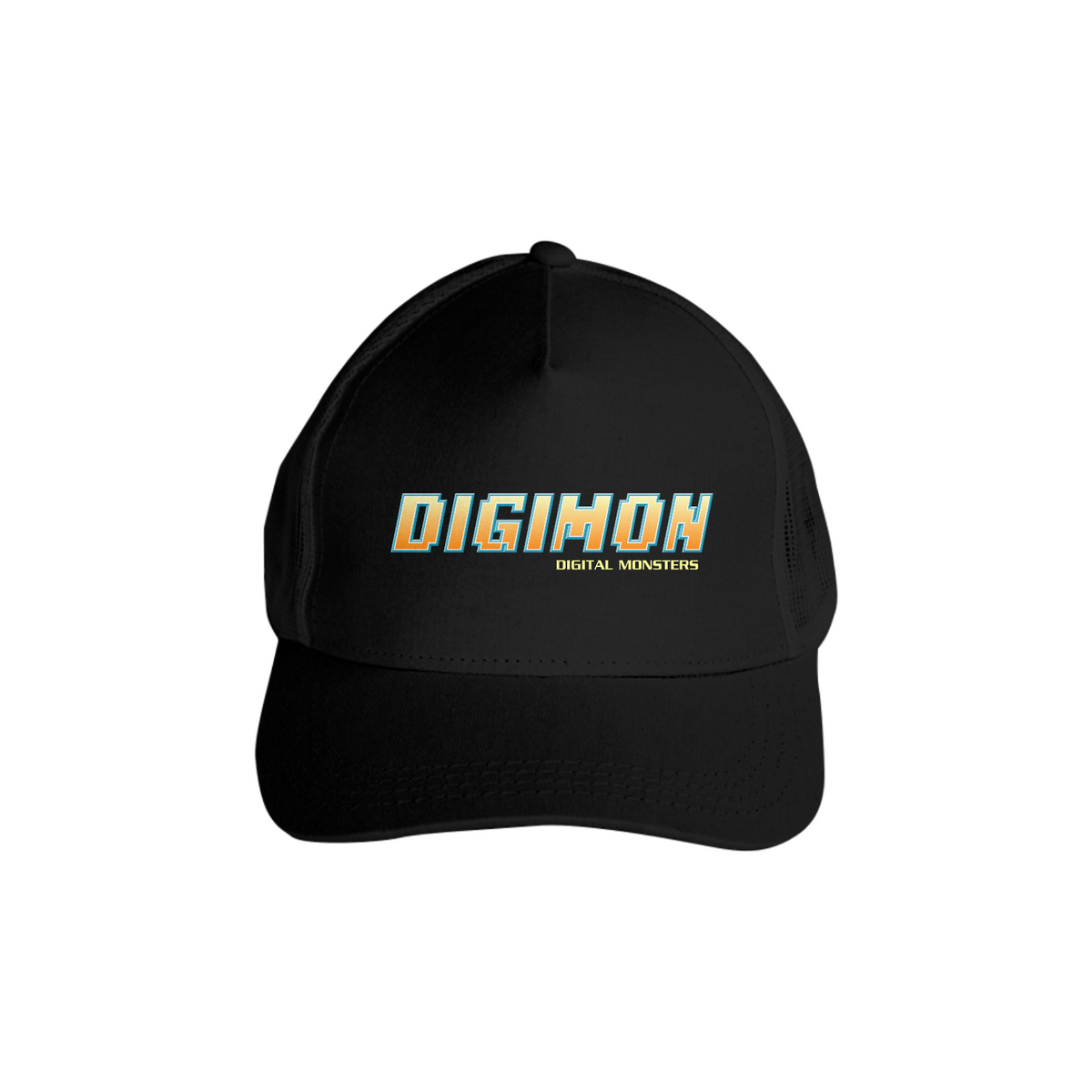 Nome do produto: Boné Americano Trucker Aba Curva Anime Digimon