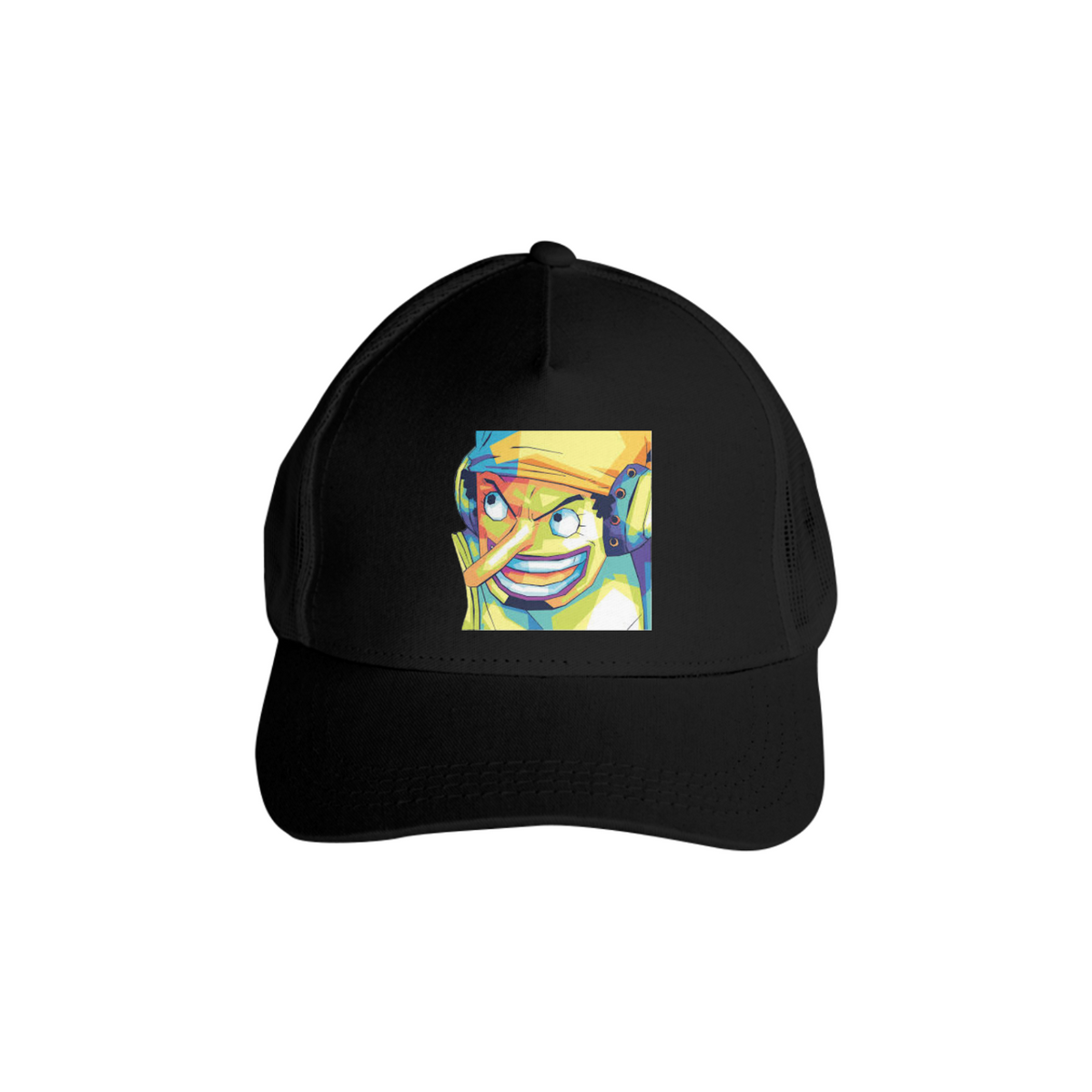 Nome do produto: Boné Americano Trucker Aba Curva Anime One Piece Usopp