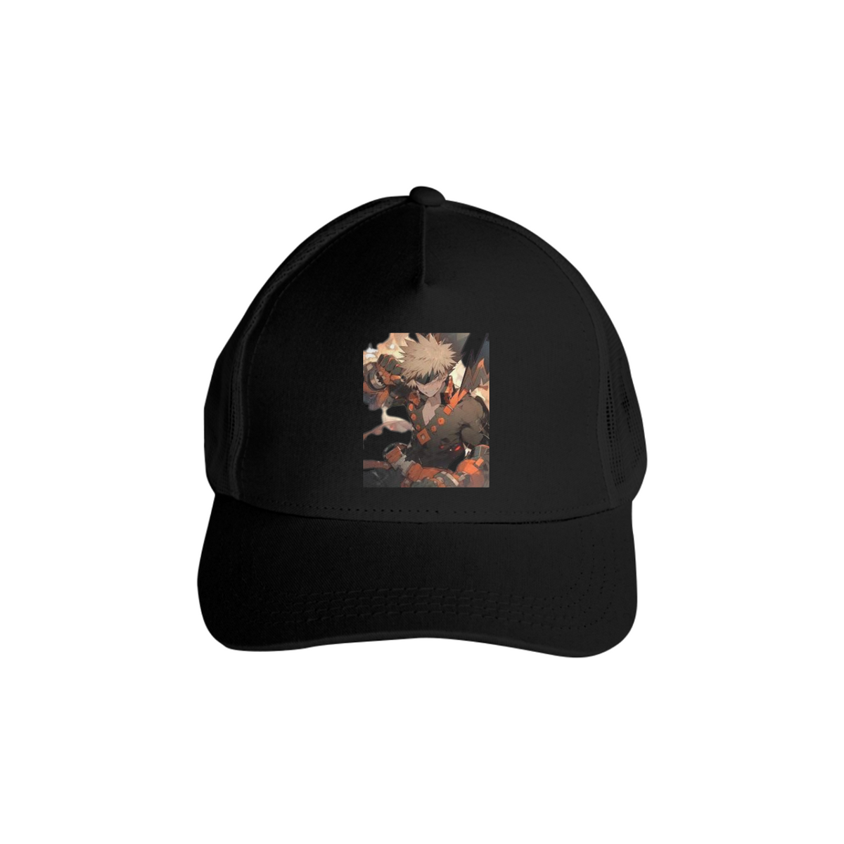 Nome do produto: Boné Americano Trucker Aba Curva Anime Boku no Hero Bakugou