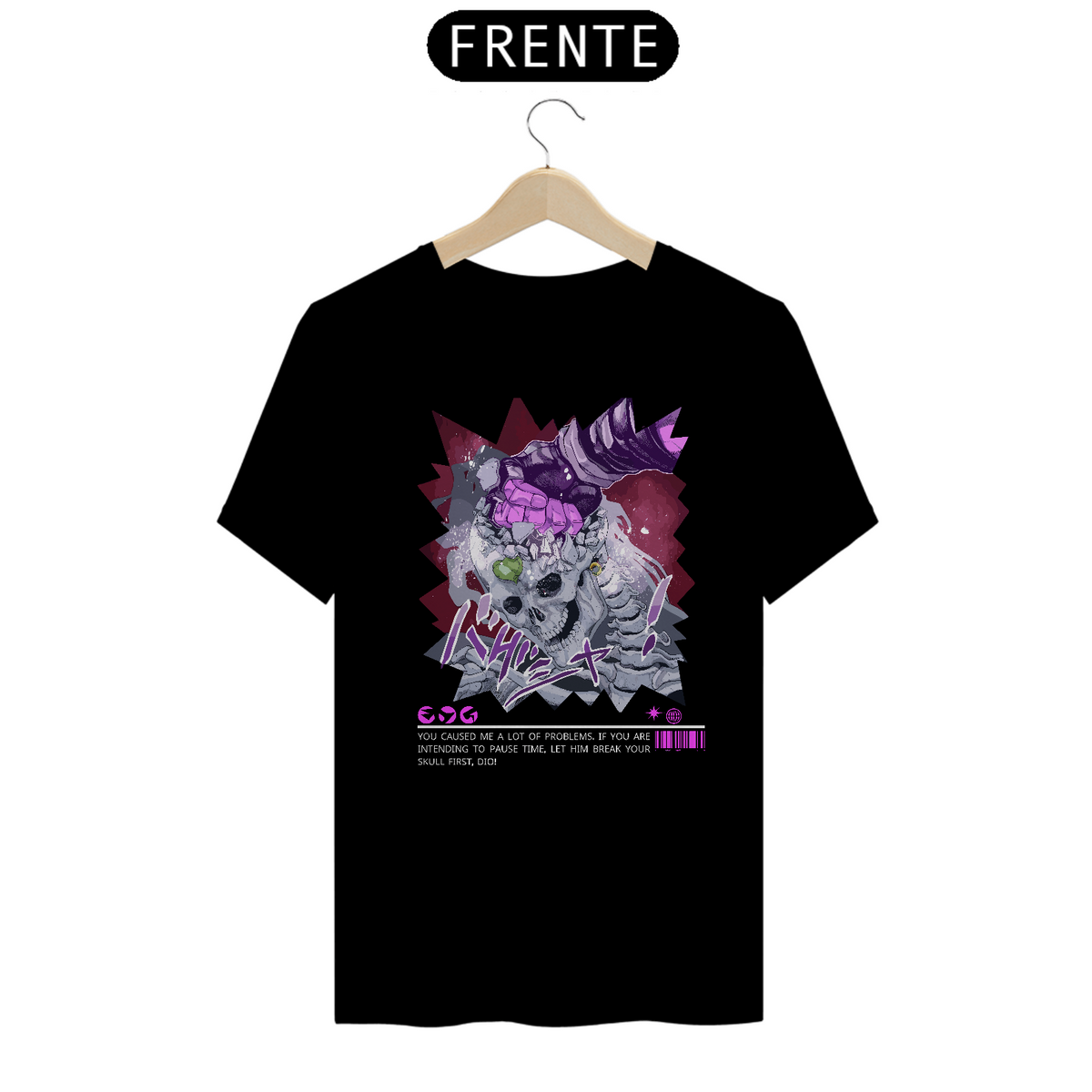 Nome do produto: Camiseta Jotaro e Dio Preto Frente