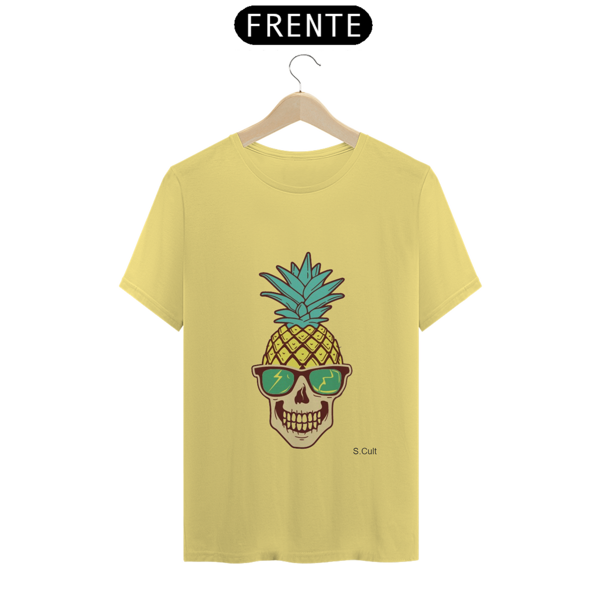 Nome do produto: T-Shirt Estonada- Coleção Verão - Estampa Abacaxi Caveira