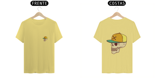 T-Shirt Estonada- Coleção Verão - Estampa Caveira de Boné ( Frente e Costas)