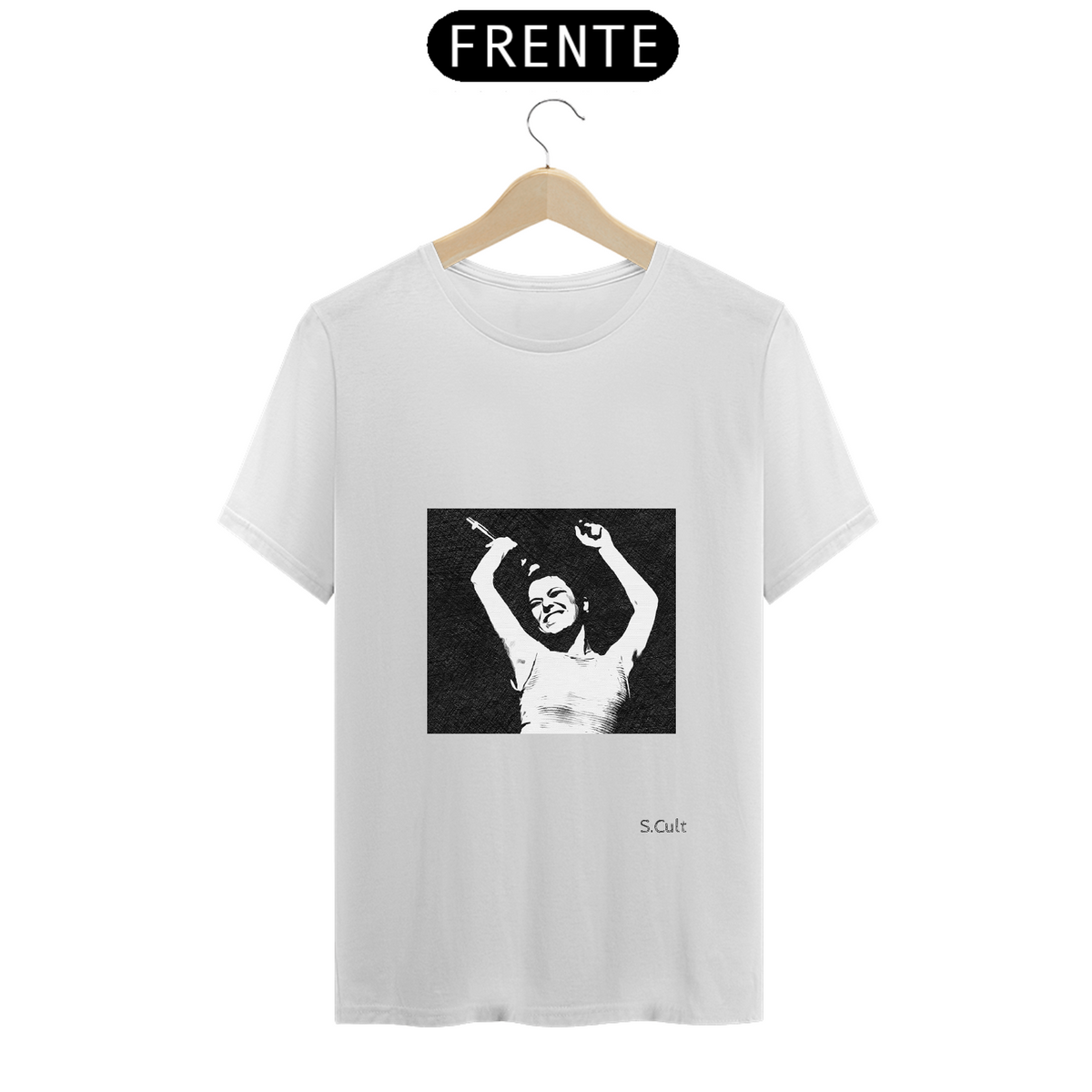 Nome do produto: T-Shirt Classic-Masculina - Coleção MPB - Letras do Brasil- Elis Regina