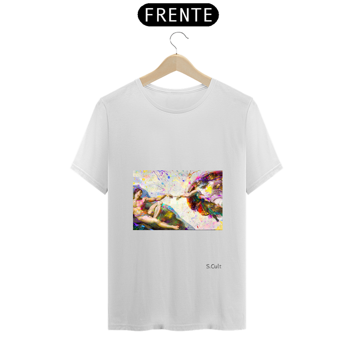 Nome do produto: T-Shirt Coleção Abstrato Colors - A Criação de Adão-  Michelangelo Buonarroti