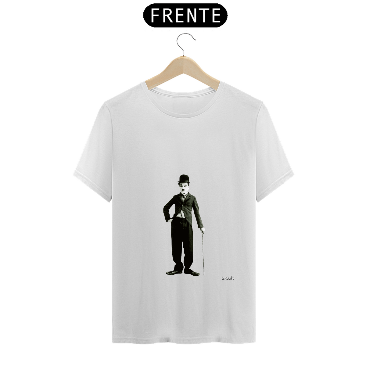 Nome do produto: T-Shirt - Coleção Cinema - Estampa Charlie Chaplin