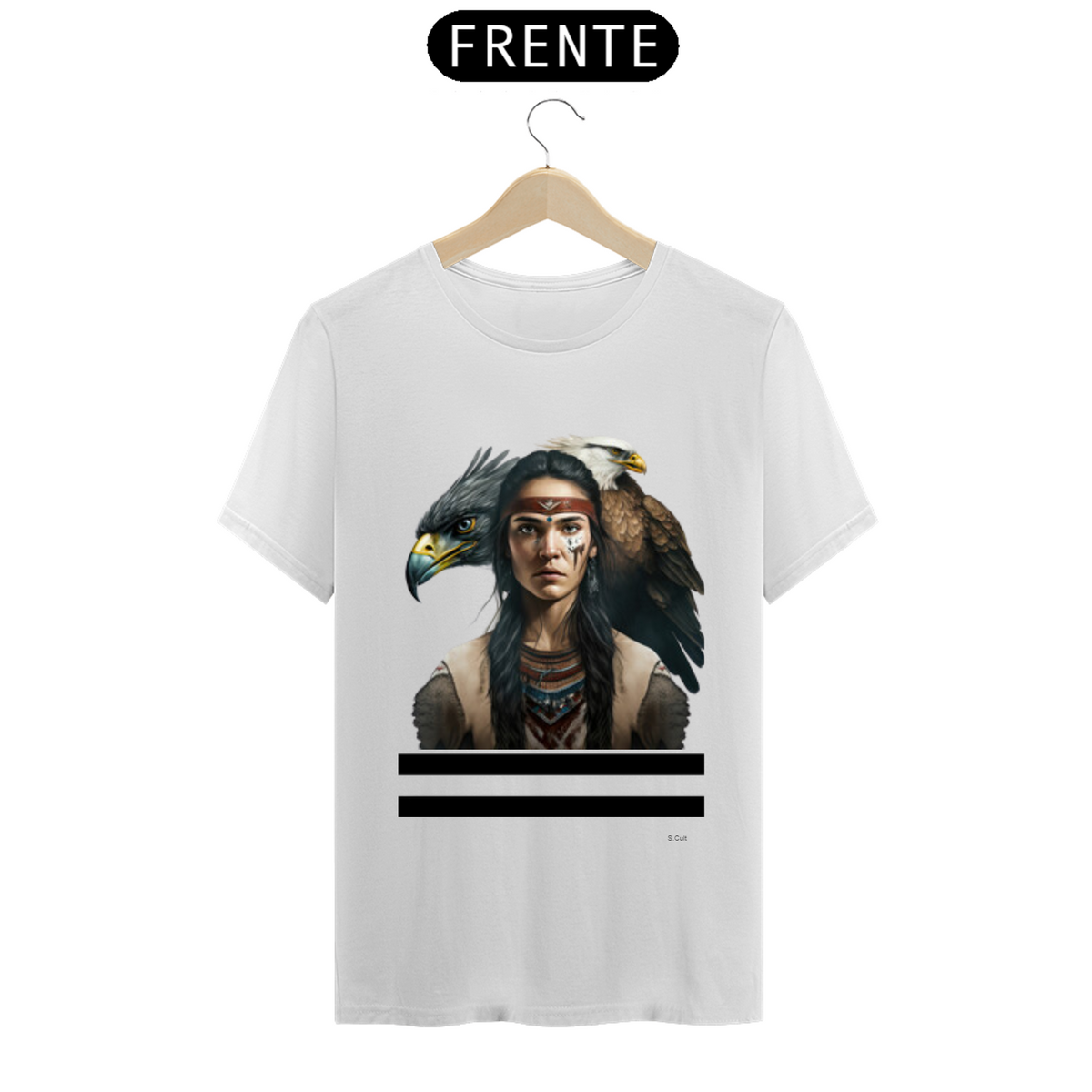 Nome do produto: T.Shirt Coleção Etnias- Ref.Nativo Americano - - India Nativa Americana com águia