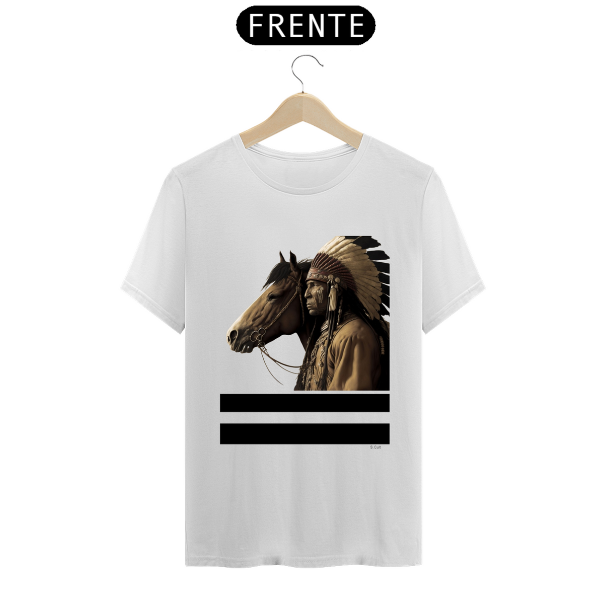 Nome do produto: T.Shirt Coleção Etnias- Ref.Nativo Americano - Apache com cavalo