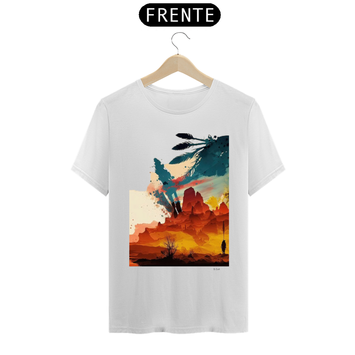 Nome do produto: T.Shirt Coleção Etnias- Ref.Nativo Americano - Aquarela