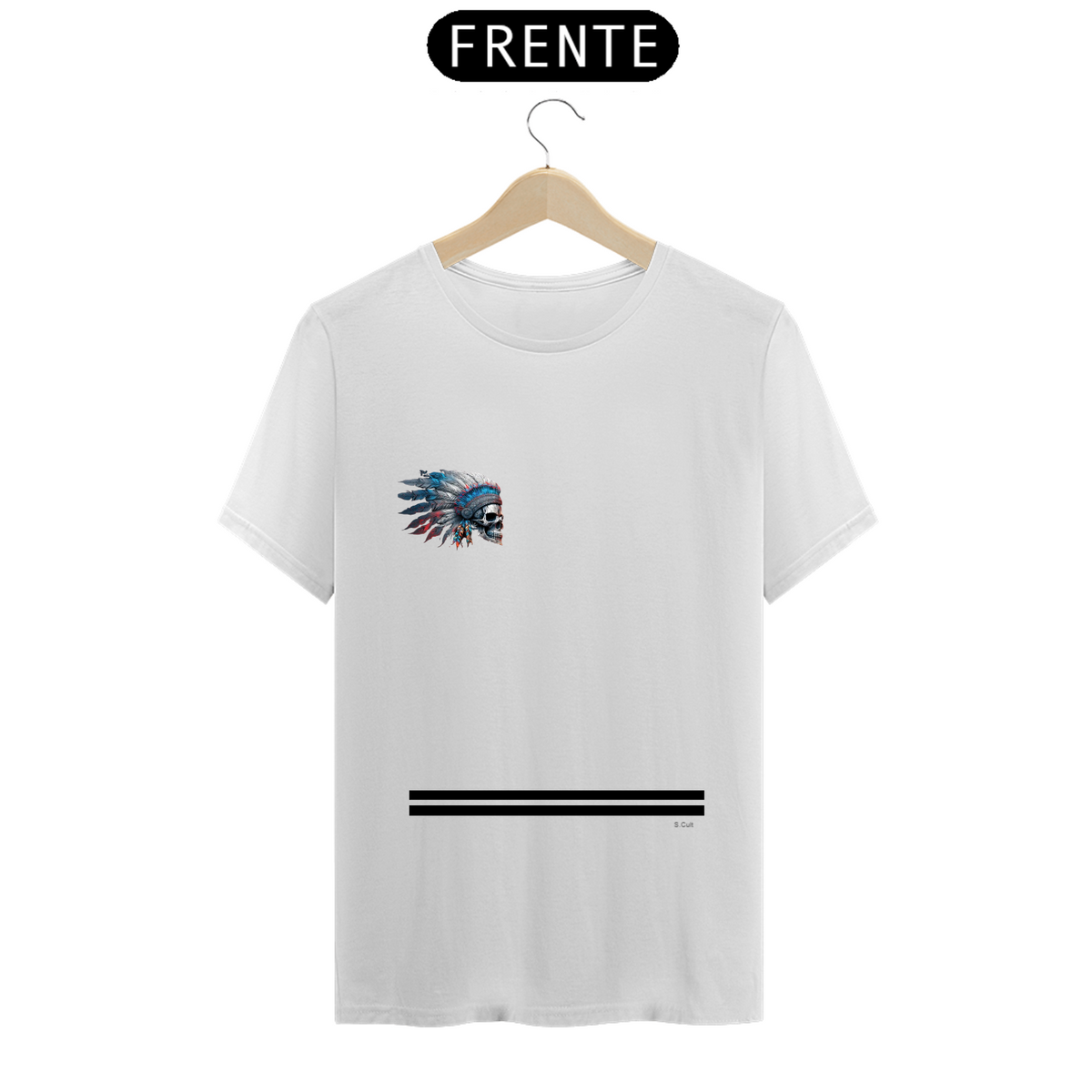 Nome do produto: T.Shirt Coleção Etnias- Ref.Nativo Americano - Logo Nativo Caveira